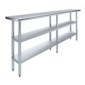 Amgood 14x84 Prep Table with Stainless Steel Top and 2 Shelves AMG WT-1484-2SH